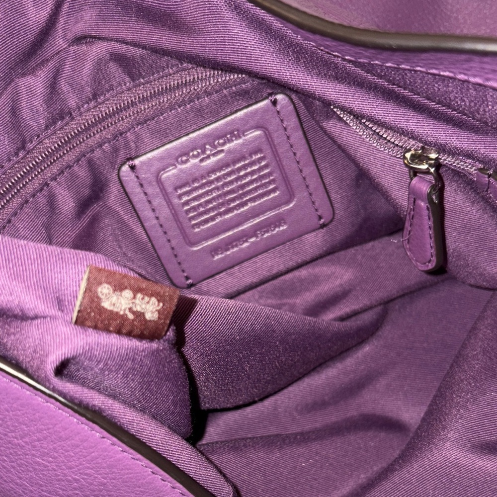 Coach Lexy Purple Leather Hobo Bag - Picture 9 of 11